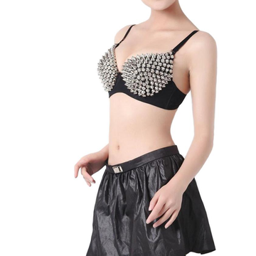 Sexy Women's Rhinestone Cover Bra with Spikes / Alternative Style Clothing - EVE's SECRETS